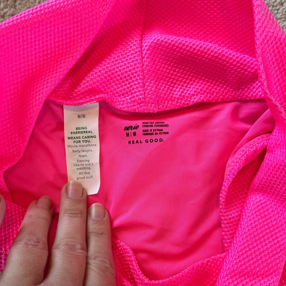 Aerie High-Waist Bikini Bottoms in Black and Hot Pink - Picture 8 of 8